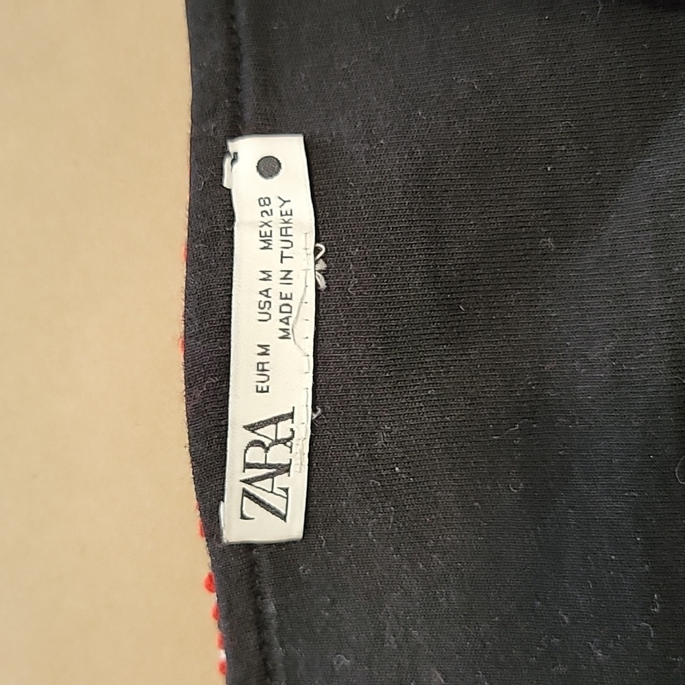 Zara Size M Red, Black and White Tweed Cropped Corset Strapless Top, Gently Used - Picture 12 of 13